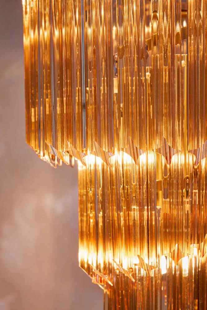 2-Tier Champagne Pink Glass Chandelier - Image 3