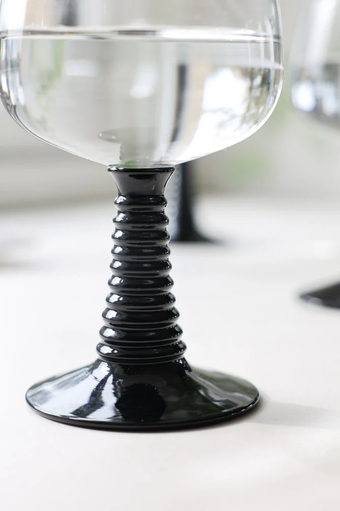 70s French Style Wine Glass In Black - Image 2