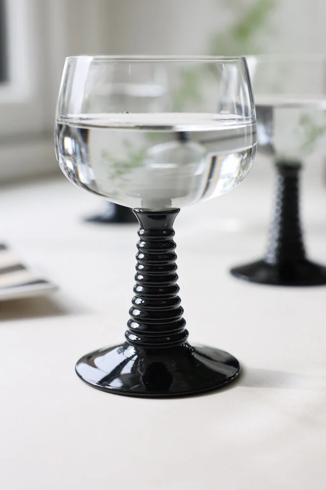 70s French Style Wine Glass In Black - Image 4