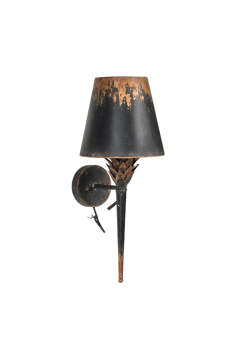 Aged Effect Black & Old Gold Torch Wall Light - Image 12