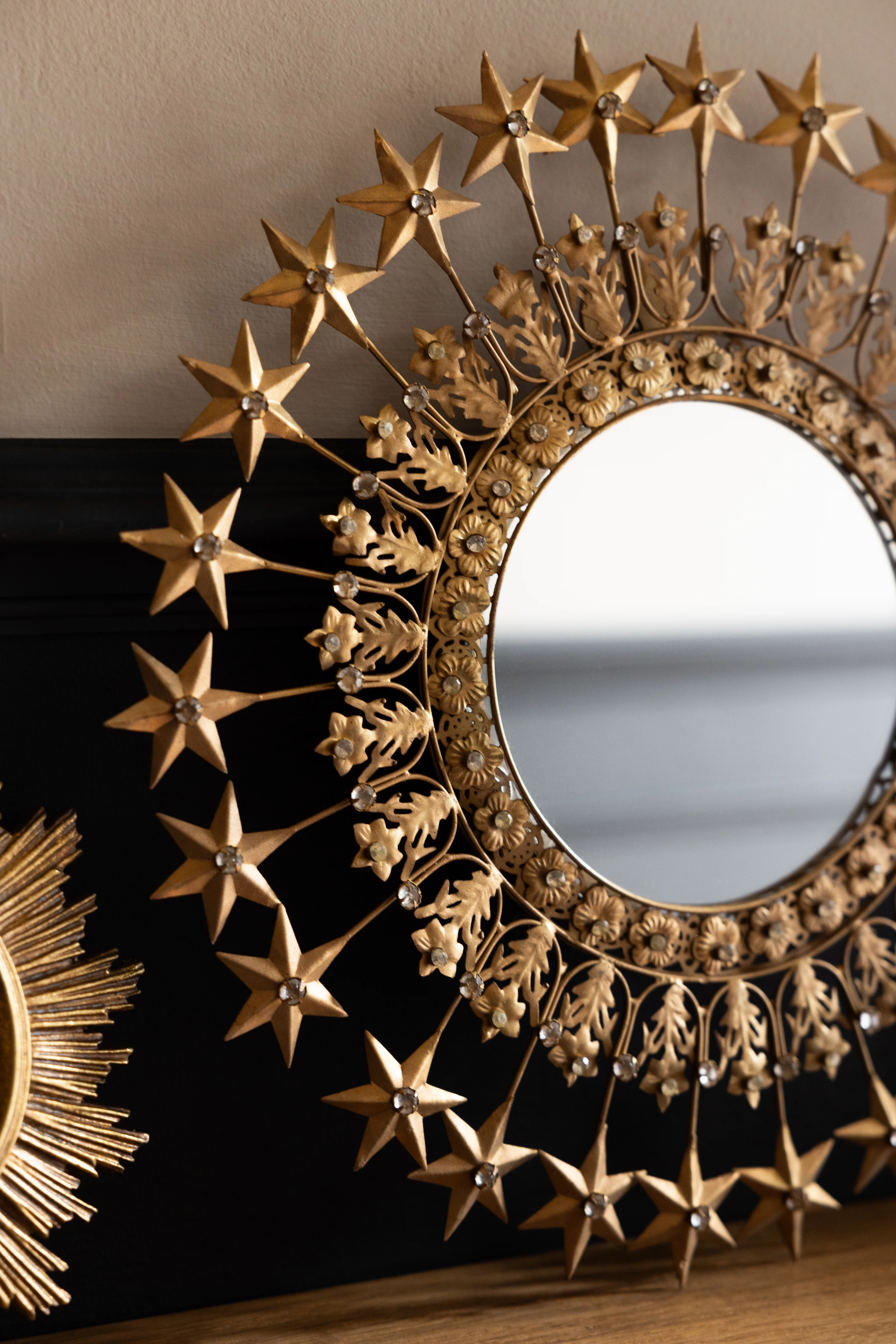 Antique Gold Jewelled Star Wall Mirror - Image 2