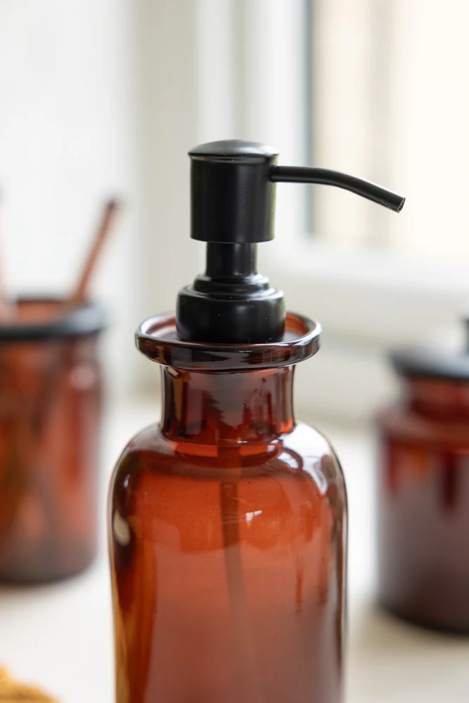 Apothecary-Style Amber Glass Soap Dispenser - 300ml - Image 2