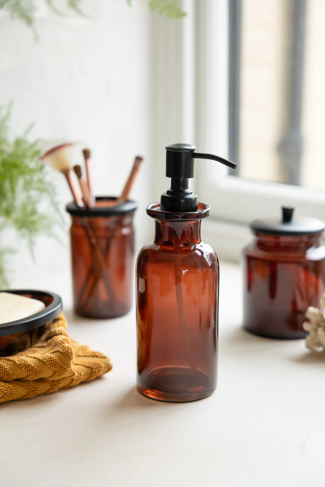 Apothecary-Style Amber Glass Soap Dispenser - 300ml - Image 4