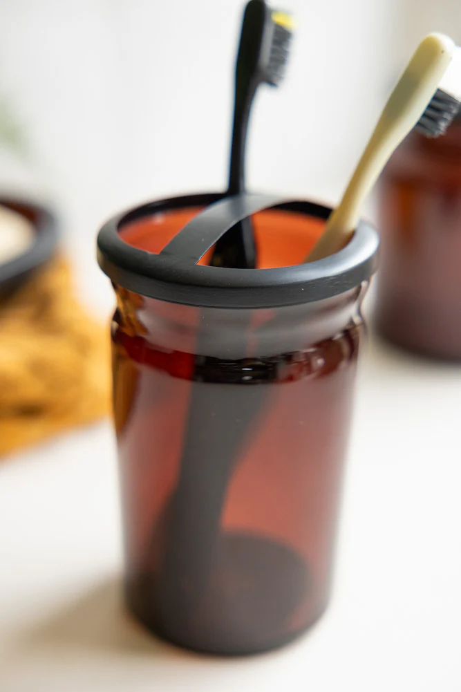 Apothecary-Style Amber Glass Toothbrush Holder - Image 6