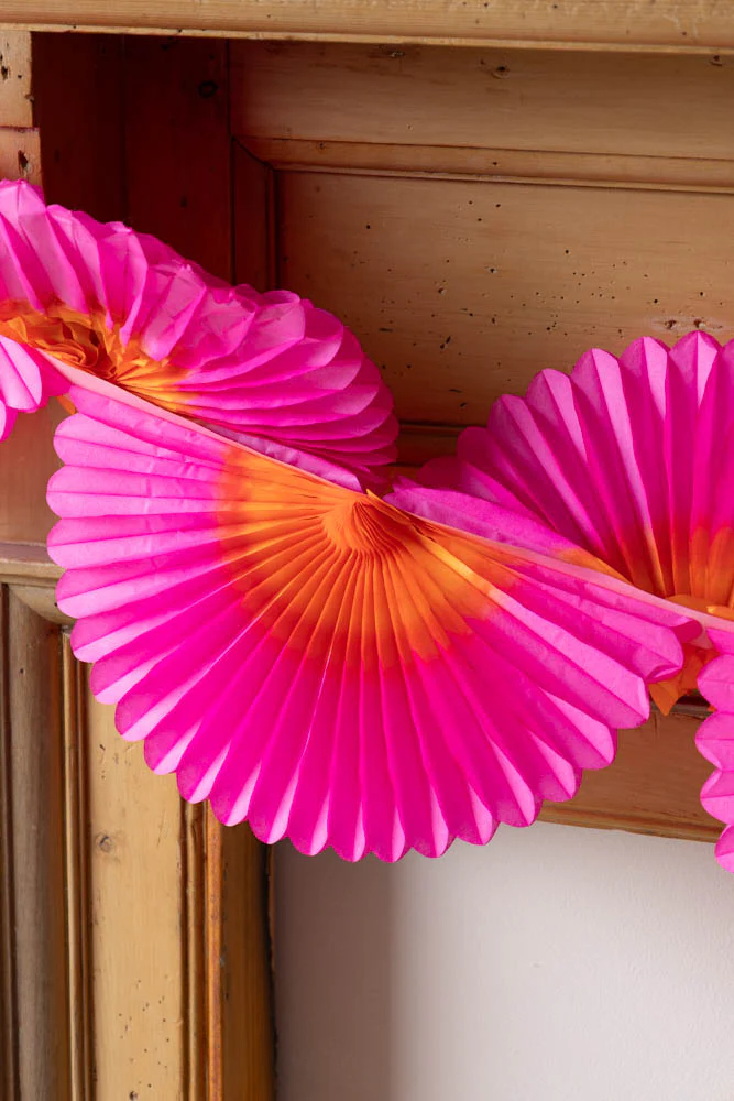 Beautiful Handcrafted Classic Paper Garland in Pink & Orange - Image 6