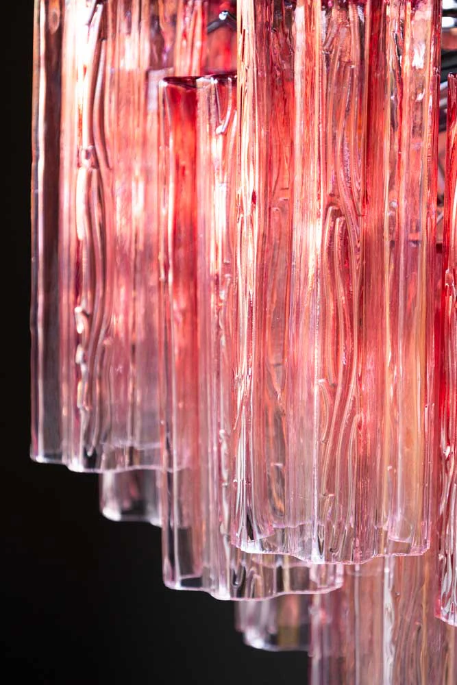 Beautiful Waved Glass Chandelier in Pink - Image 8
