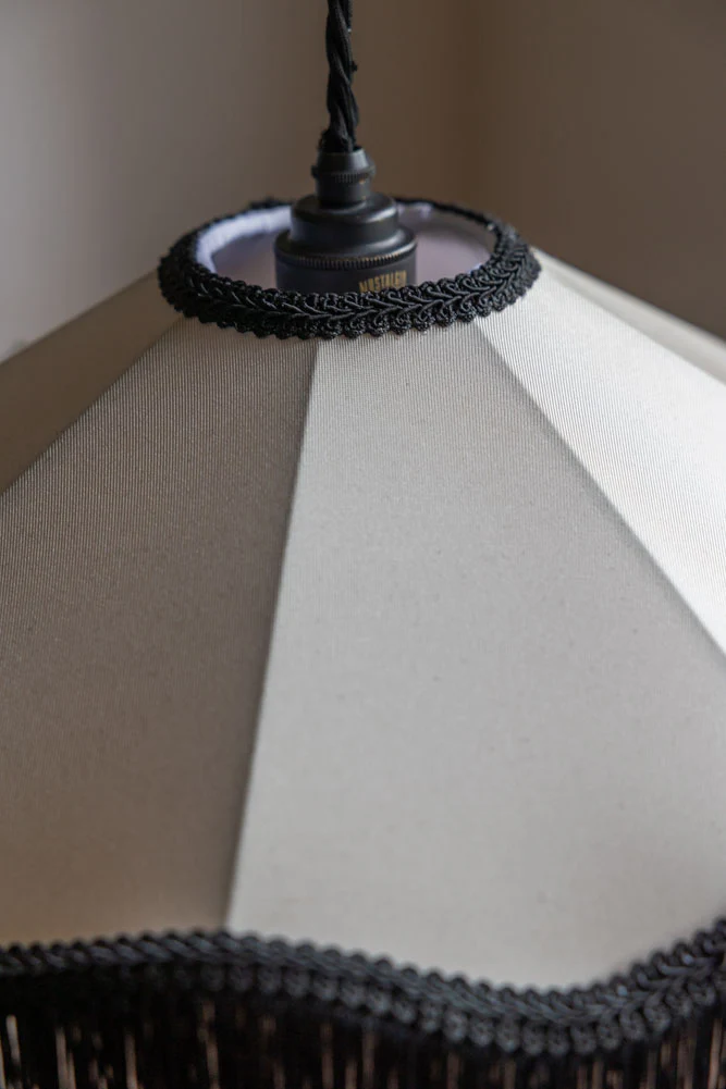 Black & Cream Tassel Ceiling Light Shade - Image 6