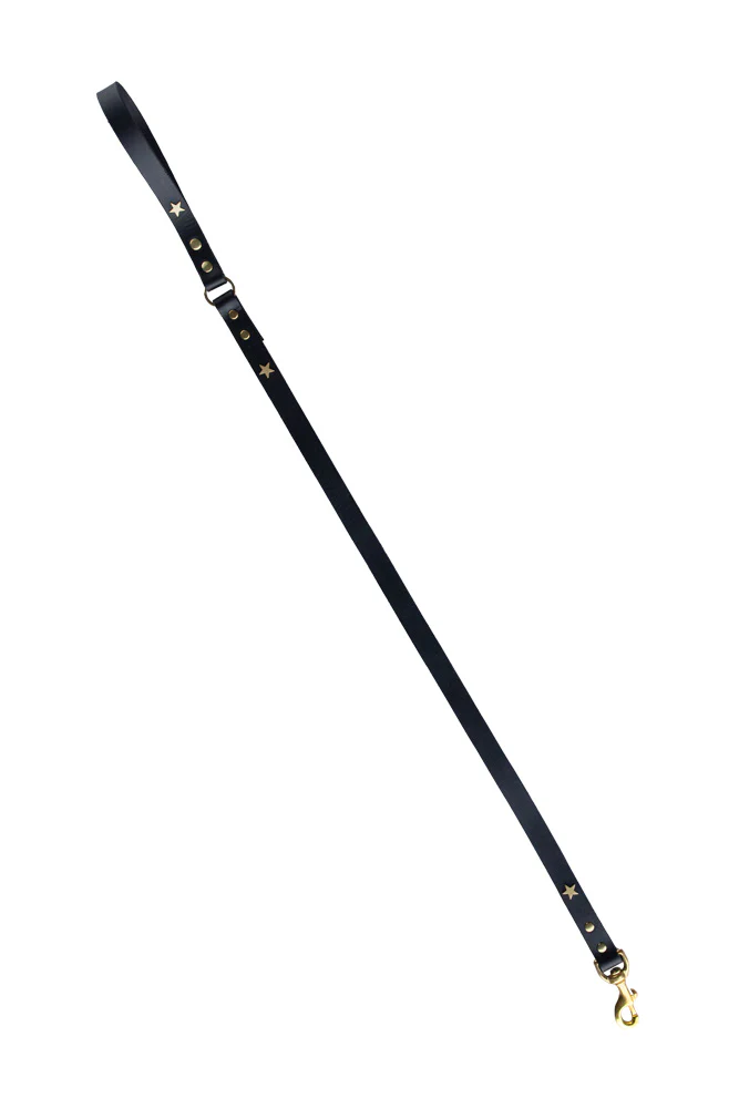 Black Leather Dog Lead With Stars - Image 10