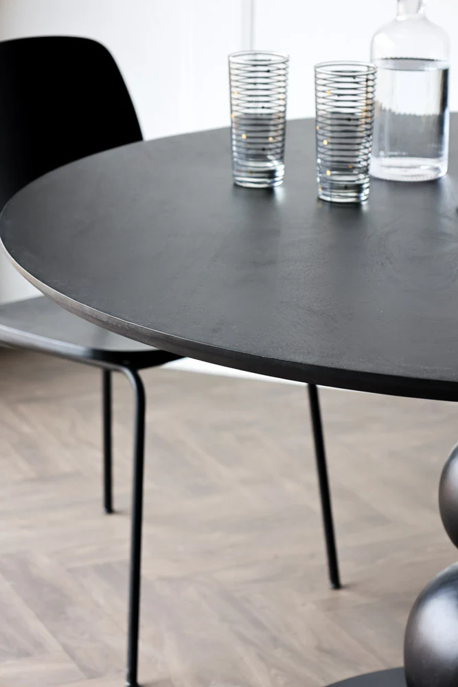 Black Mango Wood Round Dining Table - Image 4