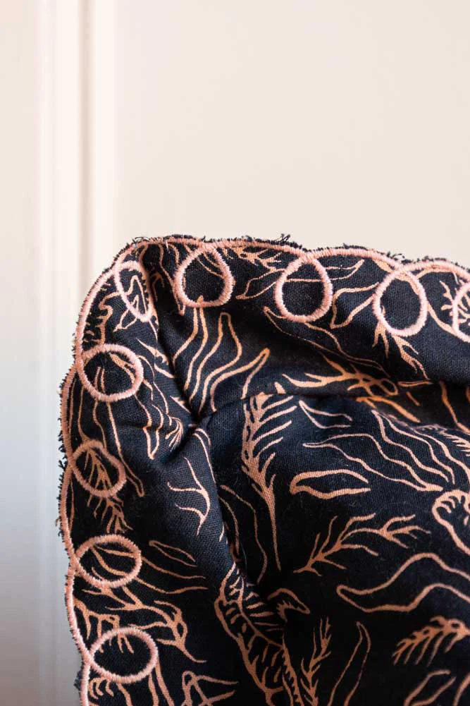 Black & Pink Tiger Cushion With Pretty Scalloped Edge - Cover - Image 2