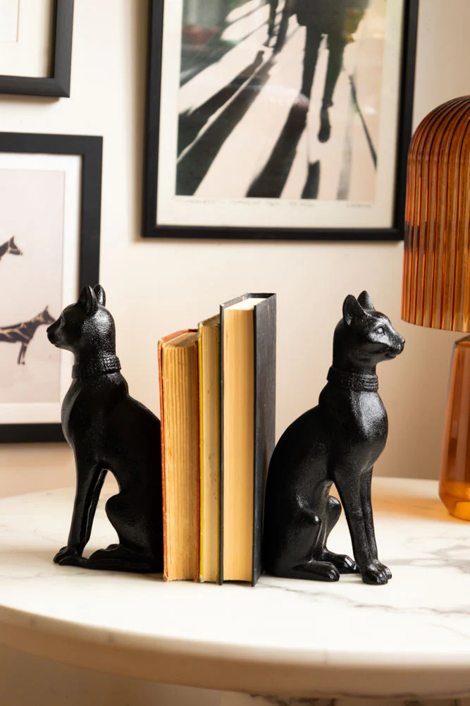 Black Sitting Cat Bookends - Image 4