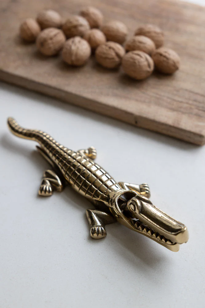 Brass Crocodile Nutcracker