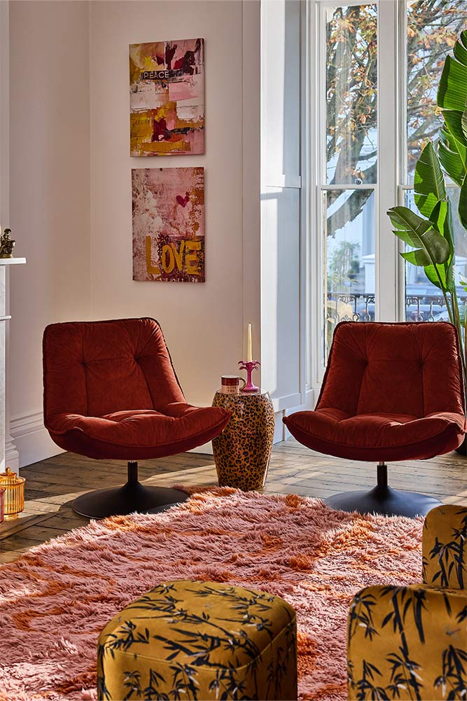 Burnt Orange Velvet Swivel Chair - Image 2