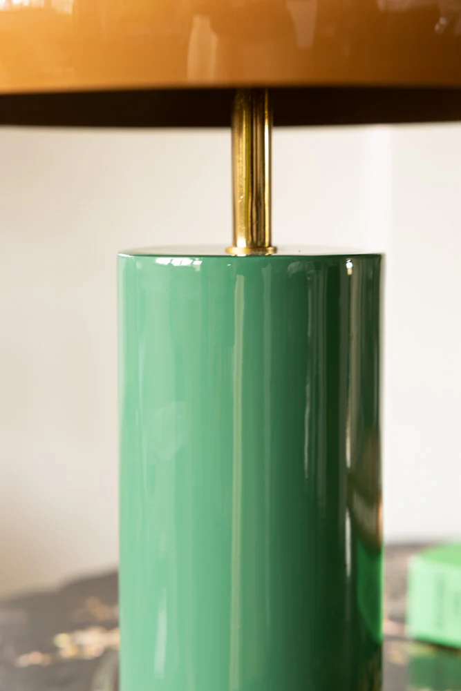 Caramel & Green Domed Table Lamp - Image 5