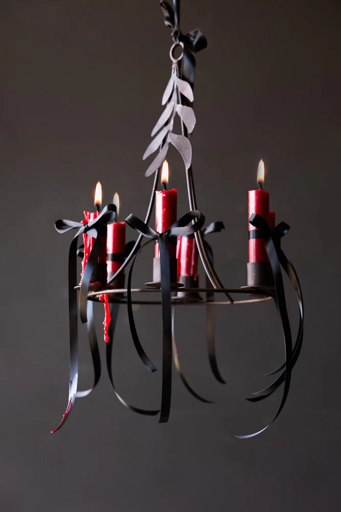 Chic Metal Candlestick Chandelier With Leaf Detail