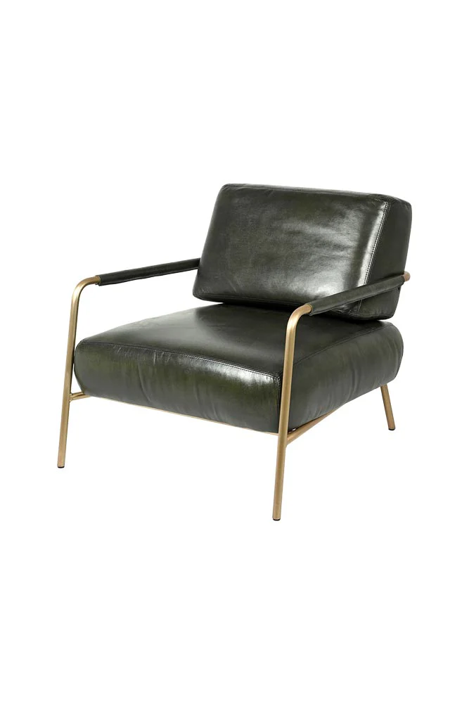 Dark Green Leather Club Chair - Image 6