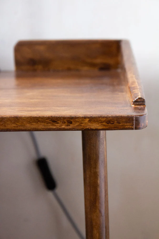 Dark Mango Wood Bedside Table With Cable Gap - Image 6