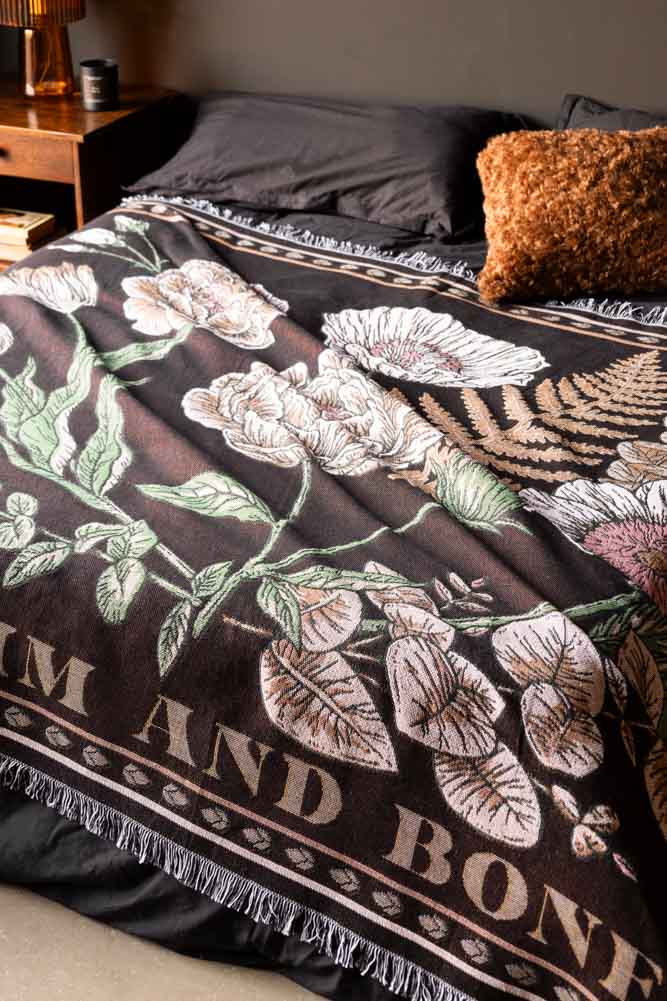 Denim & Bone Scandi Black Woven Cotton Throw - Image 6