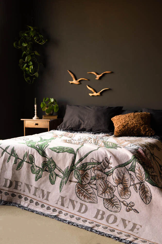 Denim & Bone Scandi White Woven Cotton Throw - Image 6