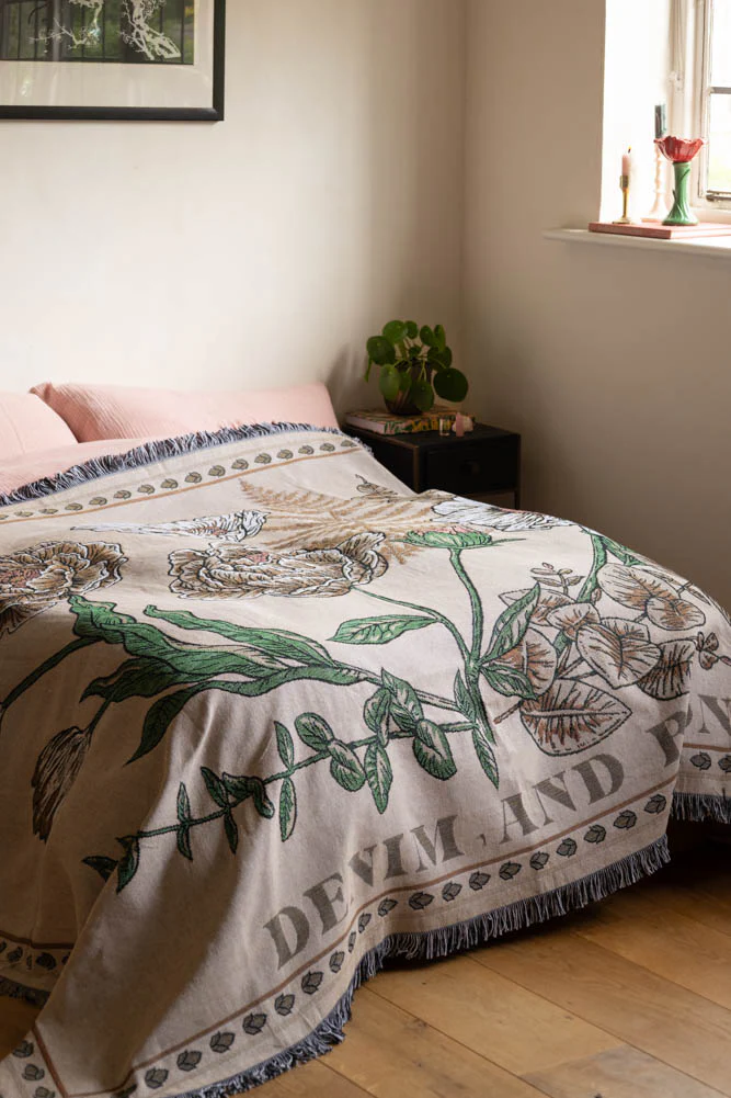 Denim & Bone Scandi White Woven Cotton Throw - Image 7