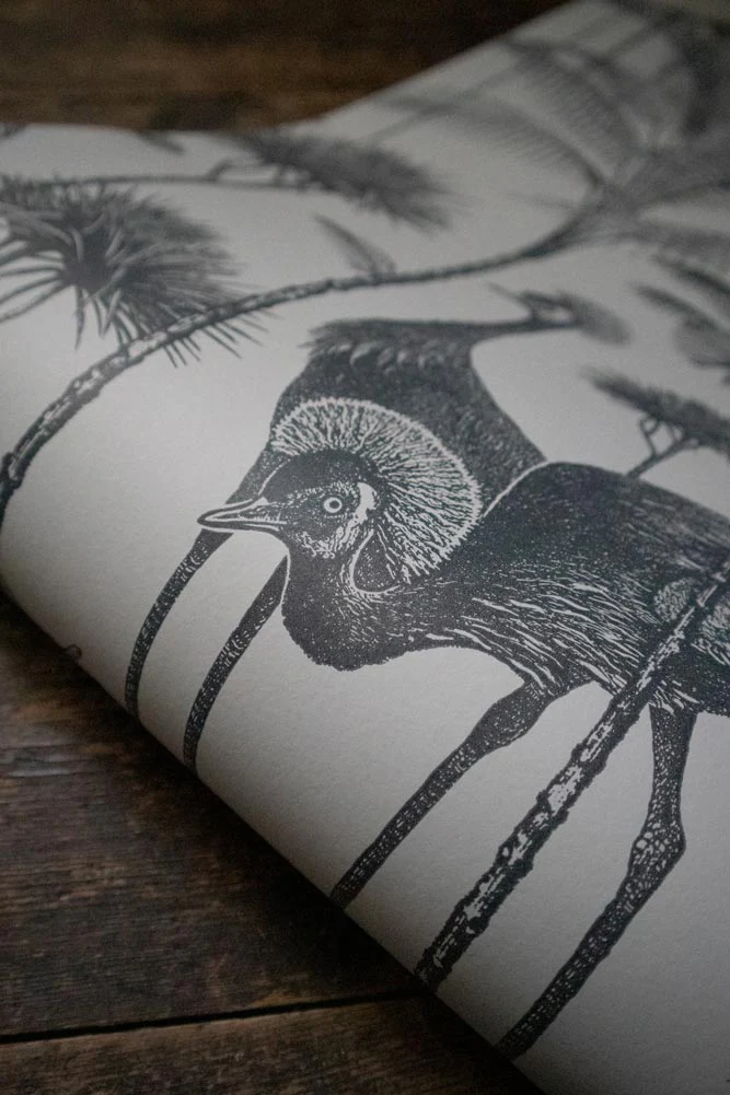 Divine Savages Crane Fonda Charcoal Wallpaper - Image 3