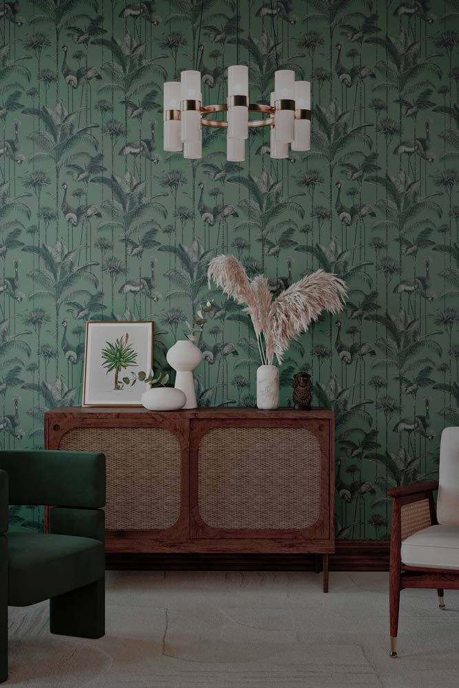 Divine Savages Crane Fonda Jade Green Wallpaper - Image 10