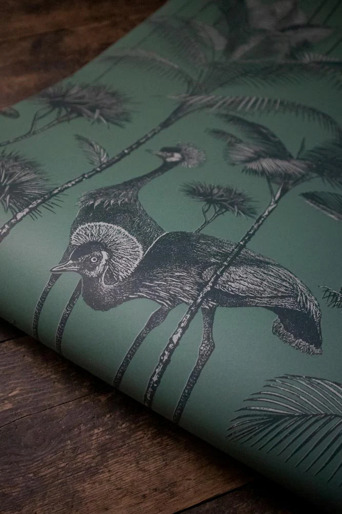 Divine Savages Crane Fonda Jade Green Wallpaper - Image 3