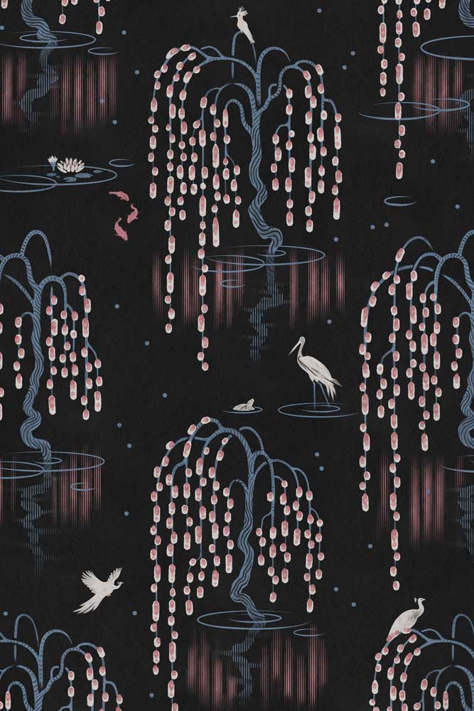Divine Savages Kyoto Blossom Black Cherry Wallpaper - Image 4