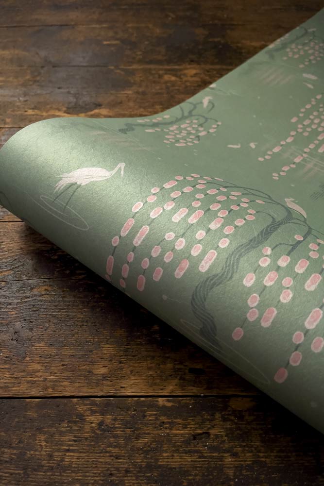 Divine Savages Kyoto Blossom Willow Green Wallpaper - Image 12