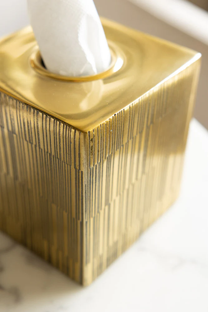 Fine Line Detail Gold Effect Tissue Box - Image 2