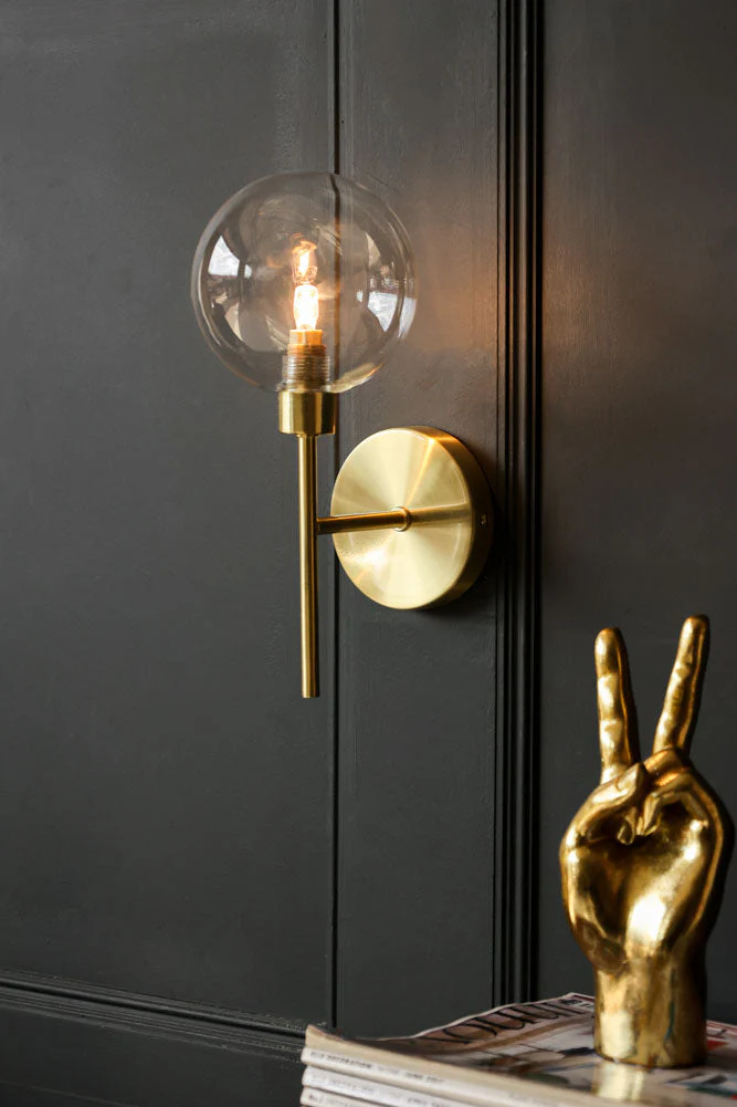 Glass Globe & Brass Wall Light - Image 4