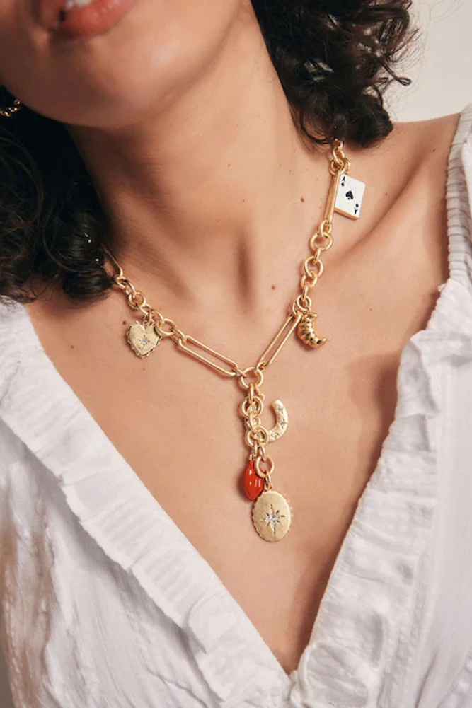 Gold Chunky Chain Charm Necklace - Image 8