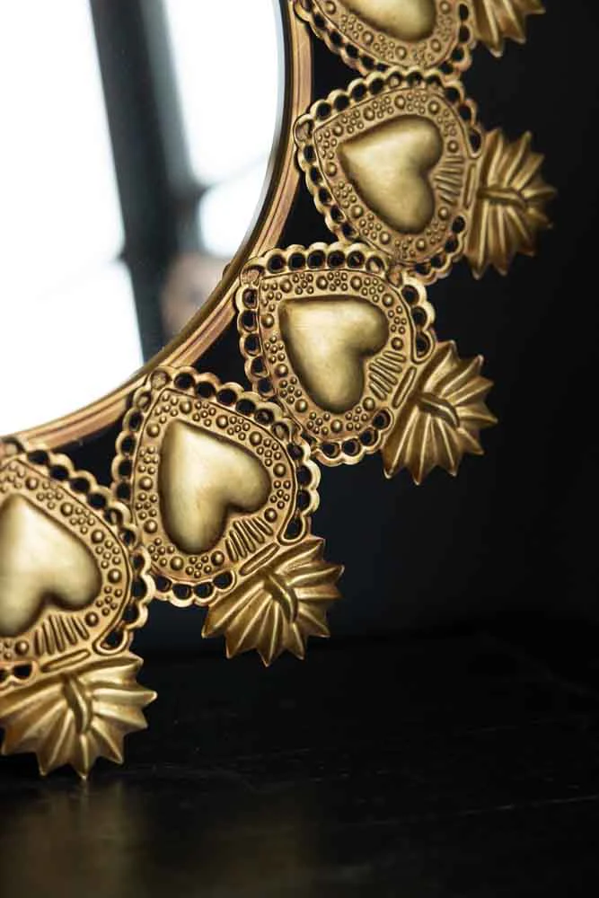 Gold Milagro Heart Mirror - Image 3