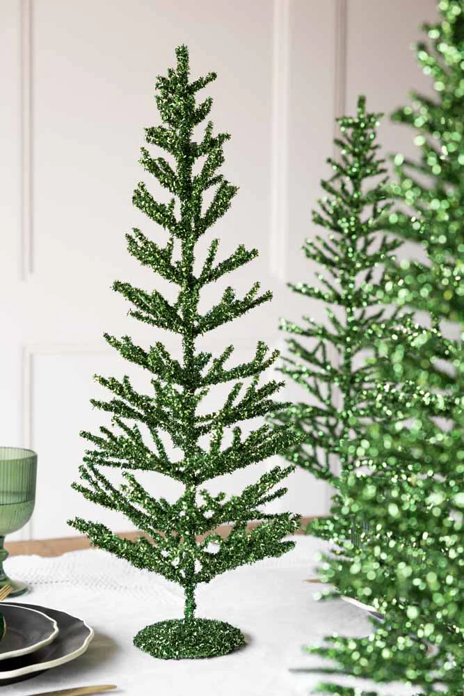 Green Tinsel Christmas Tree