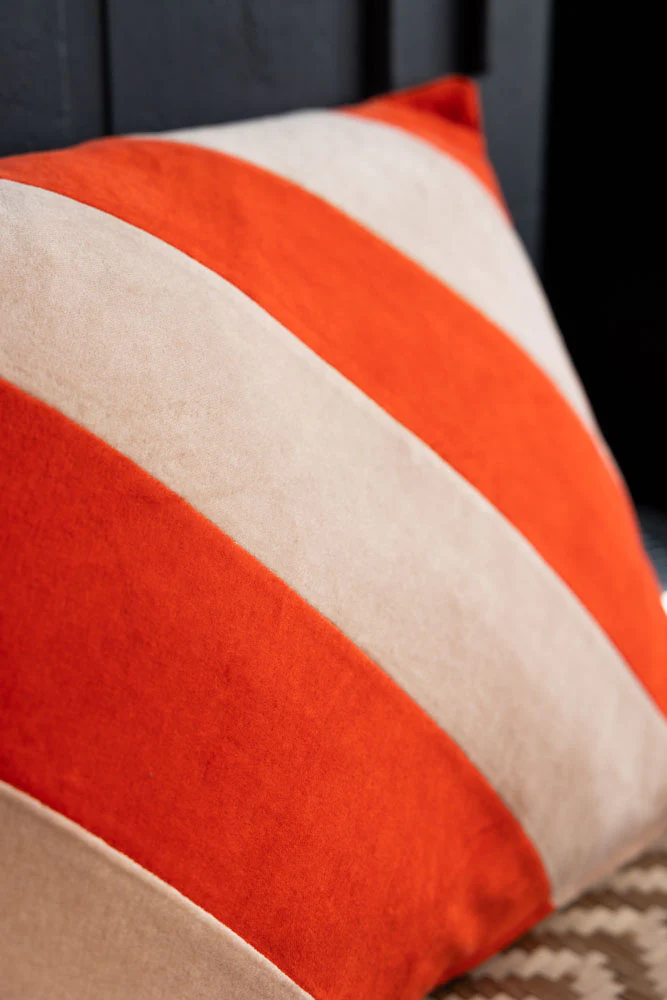 HKLIVING Red & Pink Stripe Velvet Cushion - Image 2