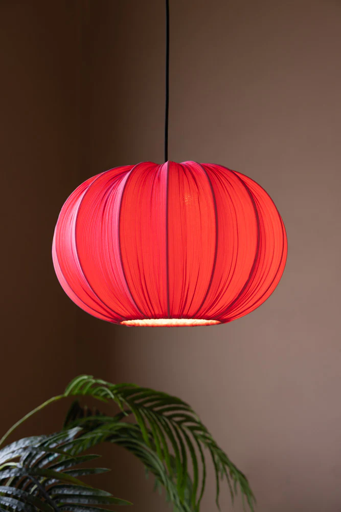 Hot Pink Pleated Fabric Ceiling Light - Image 2