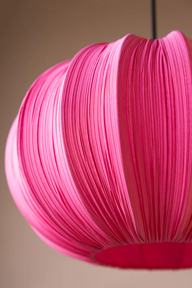 Hot Pink Pleated Fabric Ceiling Light - Image 3