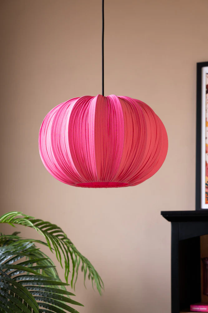 Hot Pink Pleated Fabric Ceiling Light - Image 4