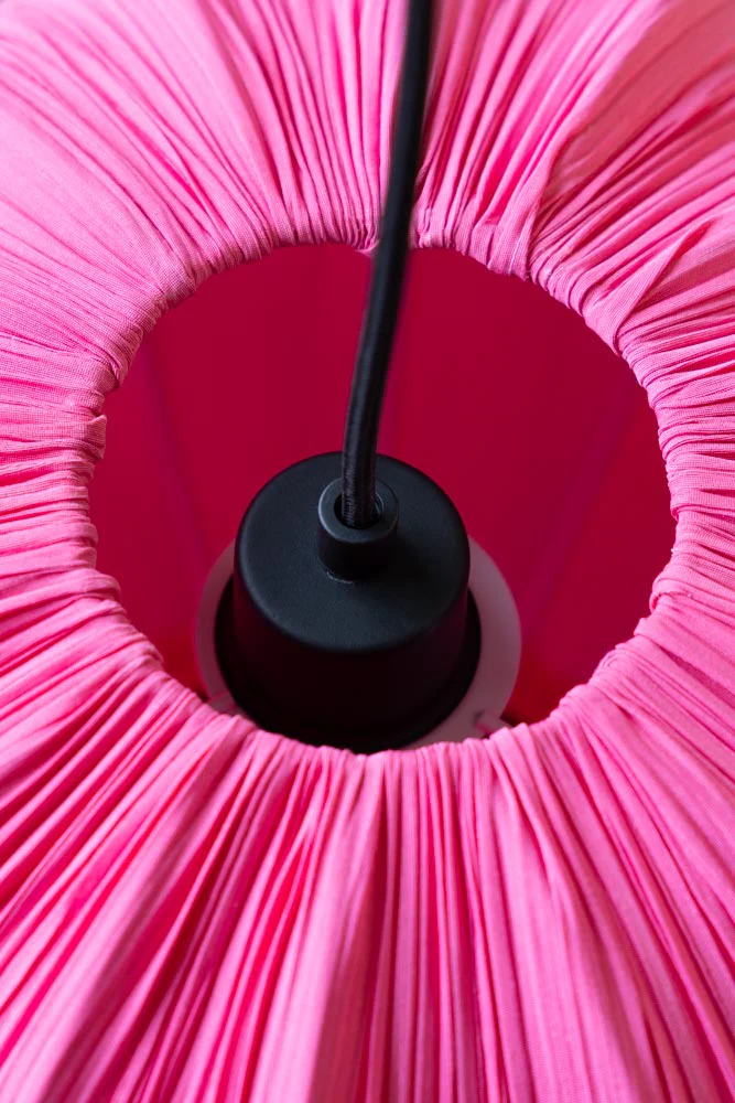 Hot Pink Pleated Fabric Ceiling Light - Image 7