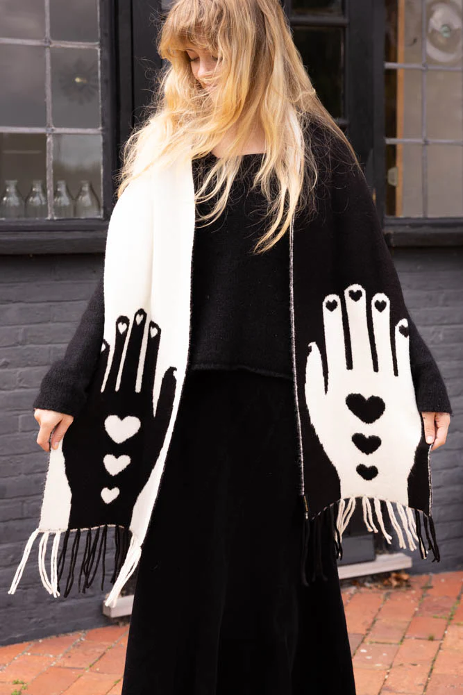 Monochrome Printed Hands Scarf - Image 2