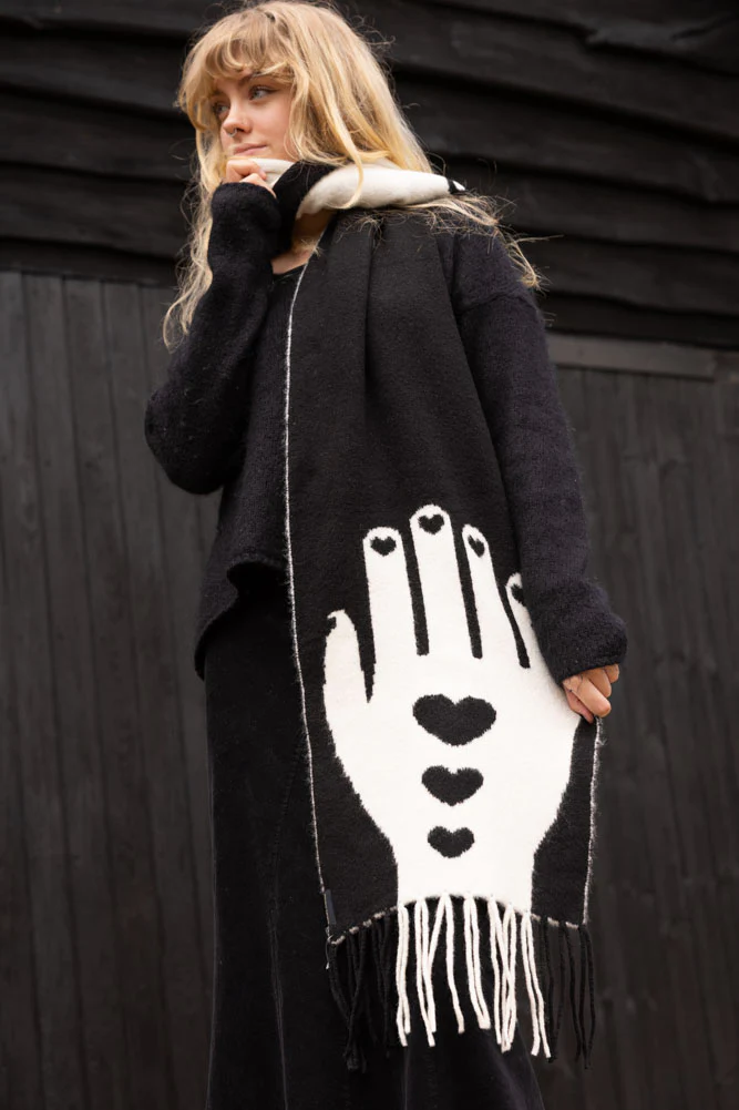 Monochrome Printed Hands Scarf - Image 4
