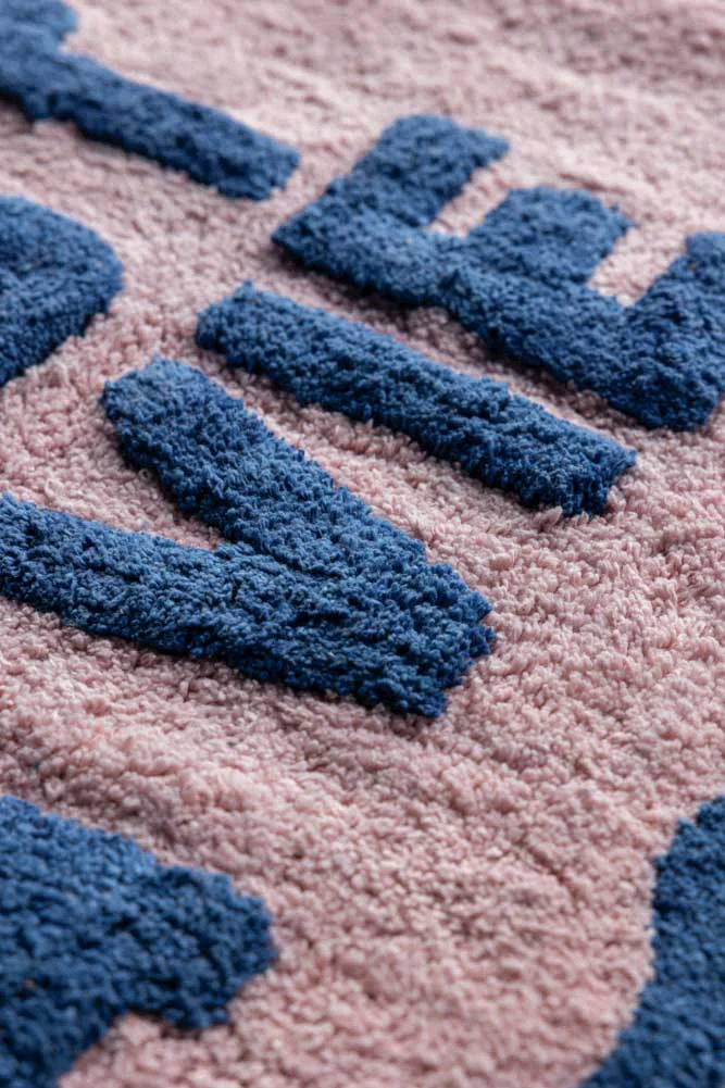 Navy & Pale Pink C'est La Vie Bath Mat - Image 4