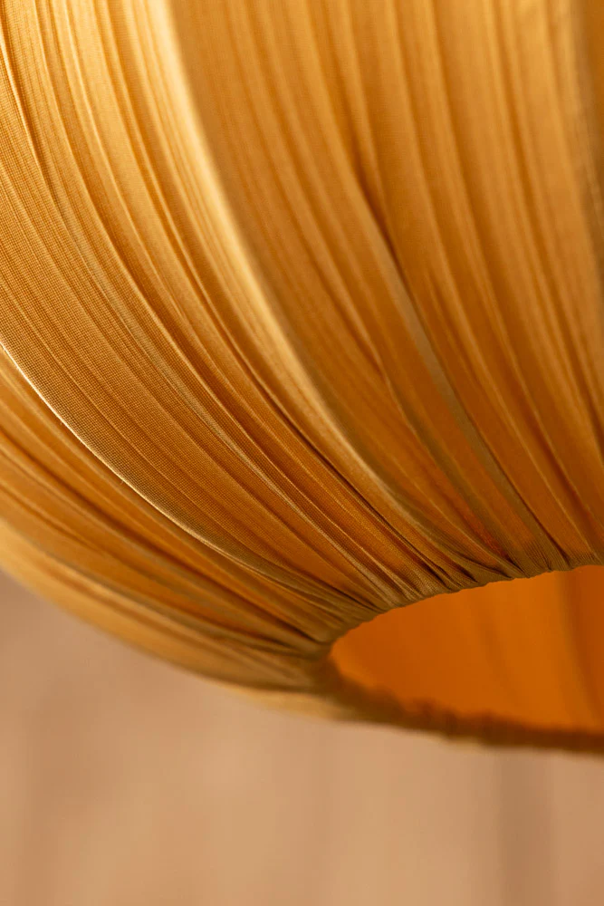 Ochre Pleated Fabric Ceiling Light - Image 4
