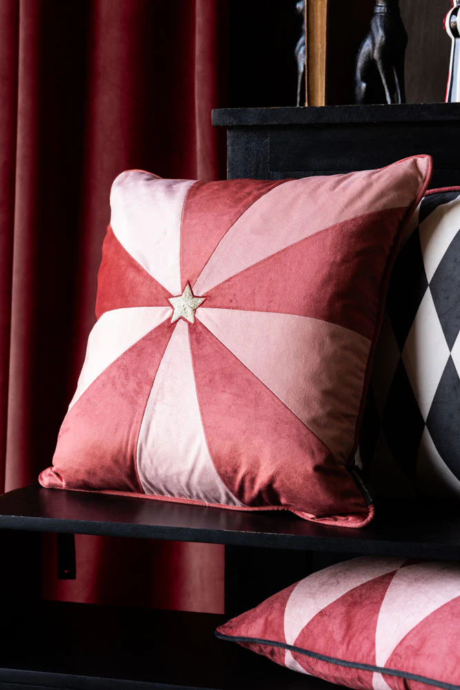 Pink & Red Embroidered Star Cushion - Image 2