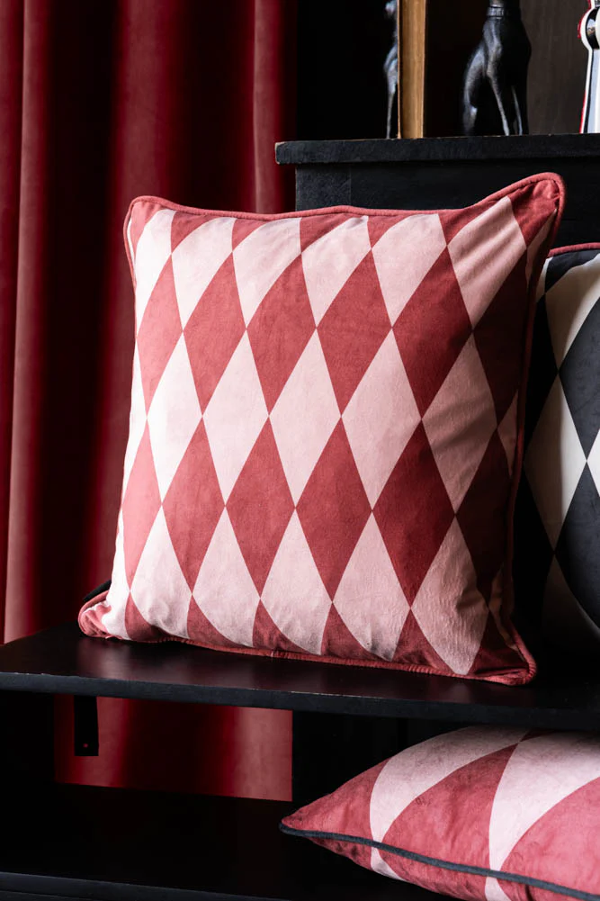 Pink & Red Embroidered Star Cushion - Image 4