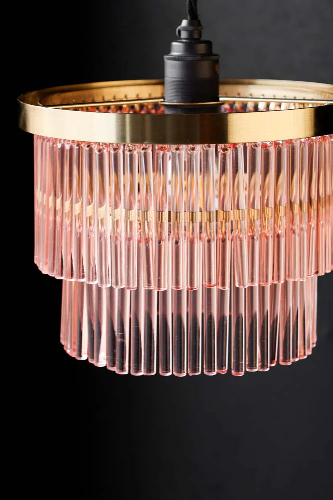 Pink Tiered Glass Easyfit Ceiling Light Shade - Image 2