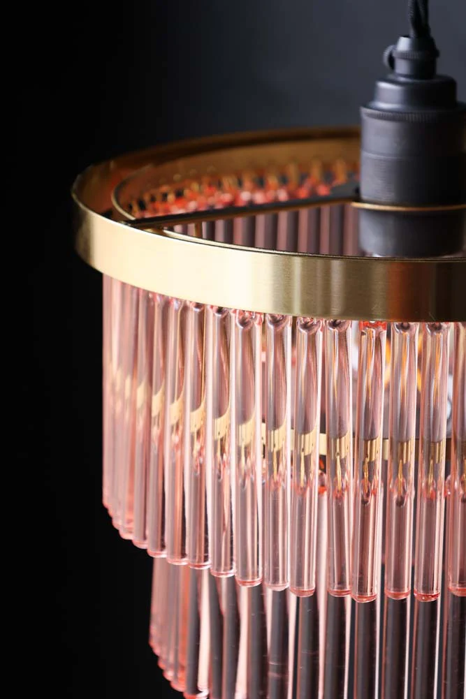 Pink Tiered Glass Easyfit Ceiling Light Shade - Image 5