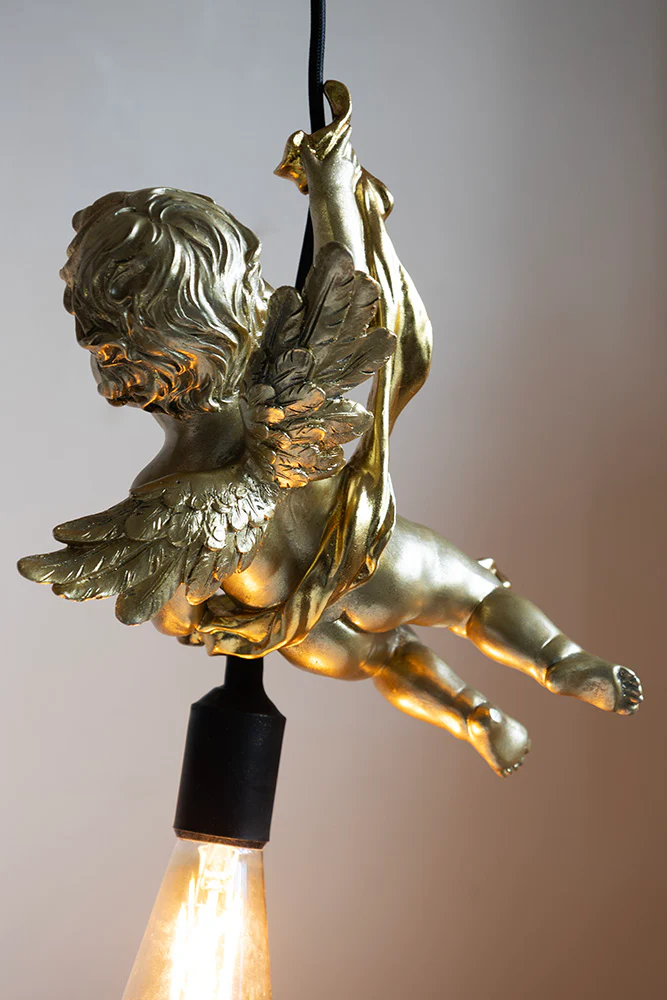 Quirky Gold Cherub Ceiling Pendant Light - Image 3