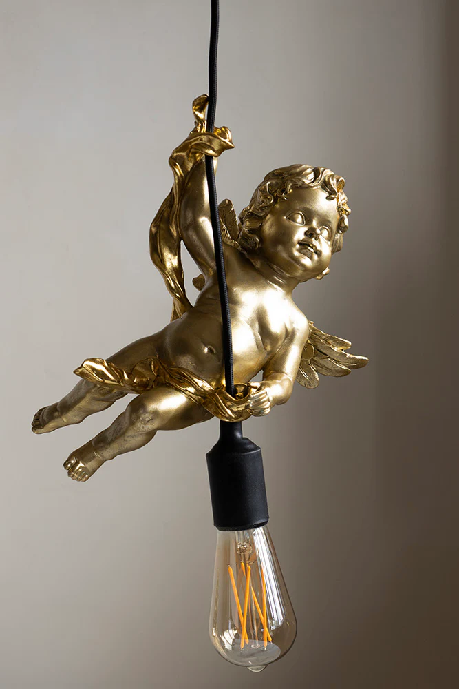Quirky Gold Cherub Ceiling Pendant Light - Image 5