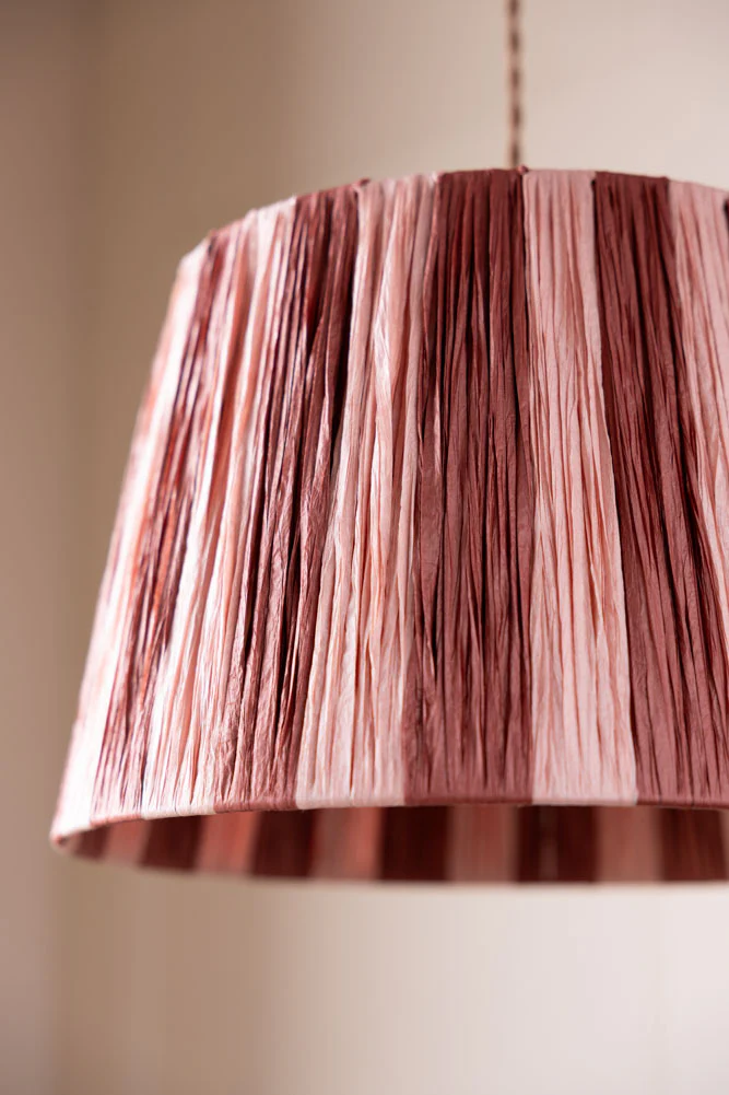 Raffia Pink & Red Stripe Easyfit Lampshade - Image 3